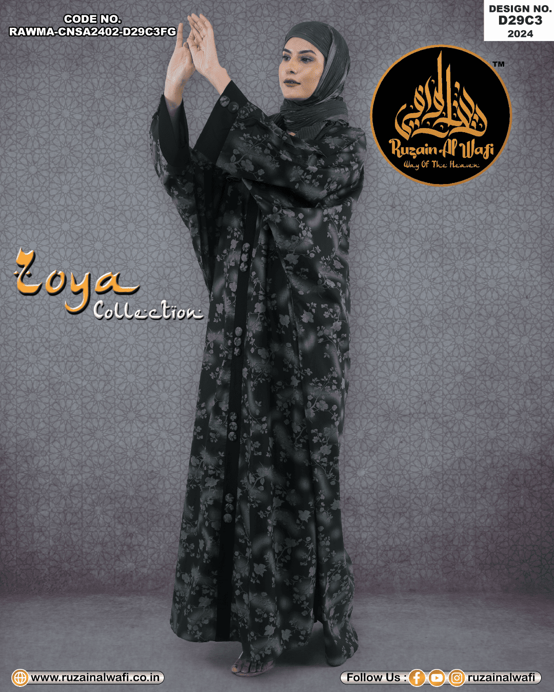 Modest Printed Semi Abaya D29C3